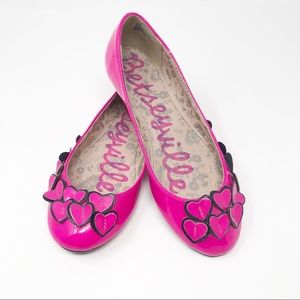 Betsey Johnson Pink Hearts Ballet Flats